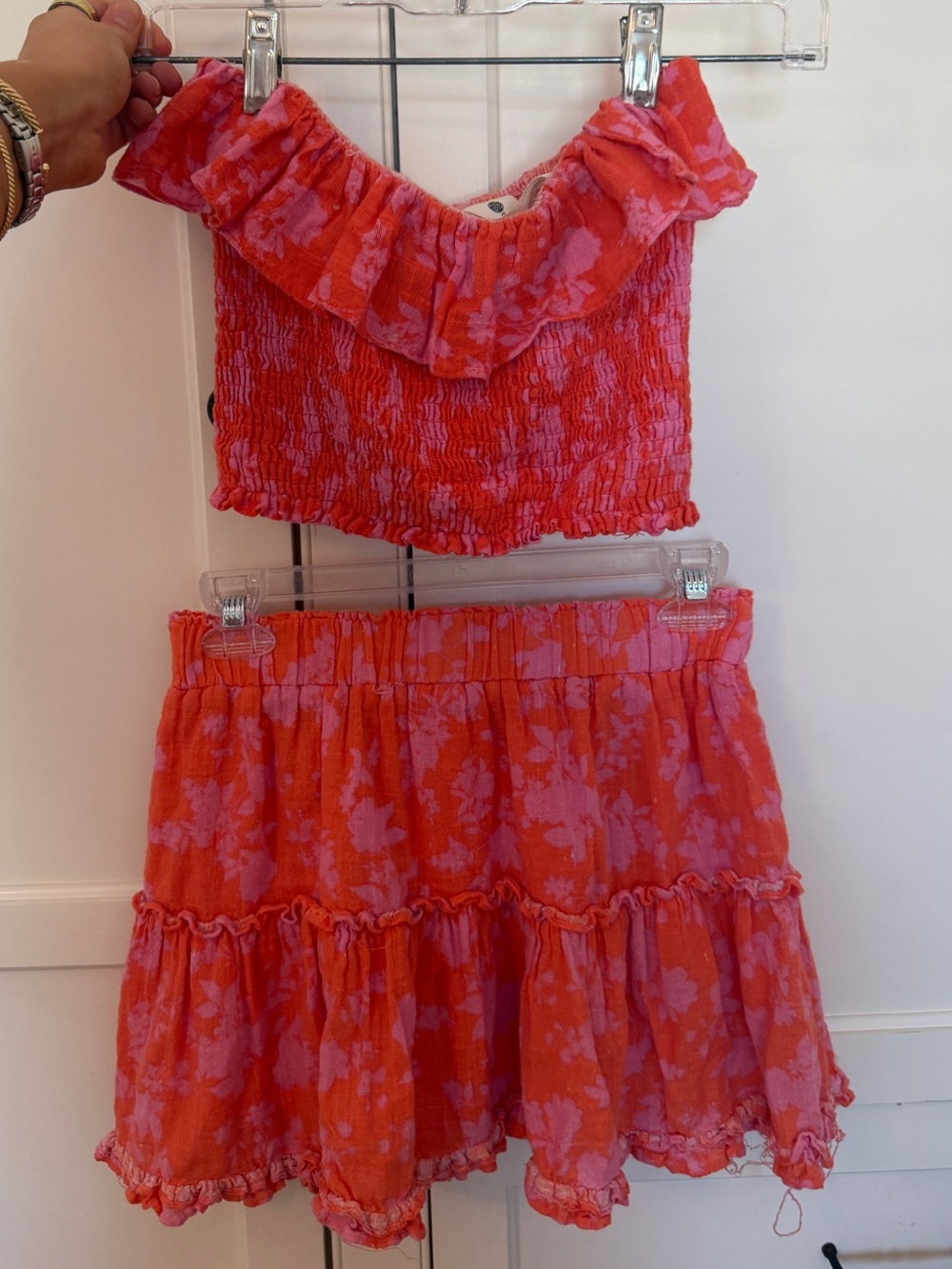 The Impeccable Pig Coral and Pink Floral Two-Piece Set